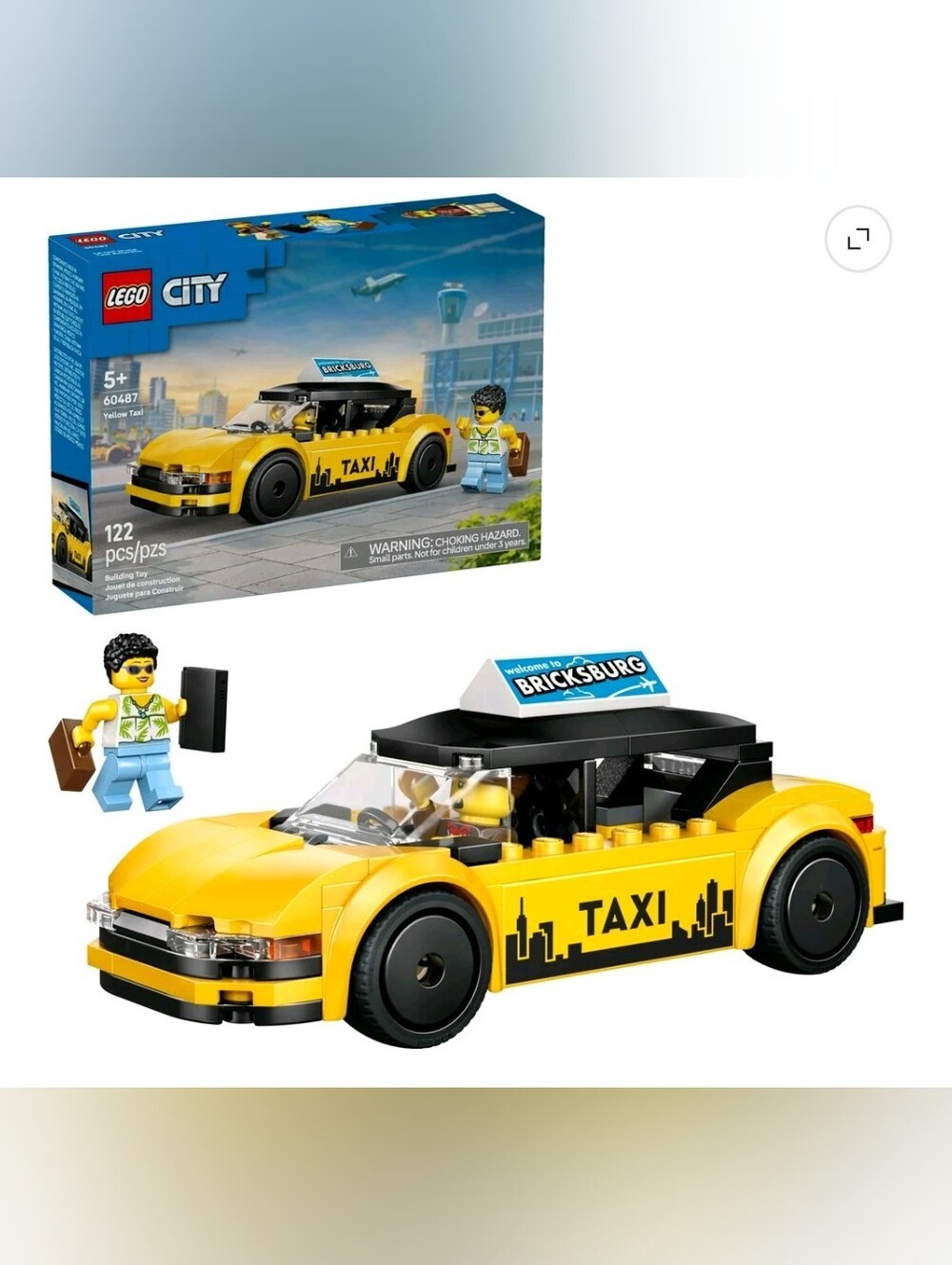 LEGO City Yellow Taxi Car Building Toy for Kids - Pretend Play Set